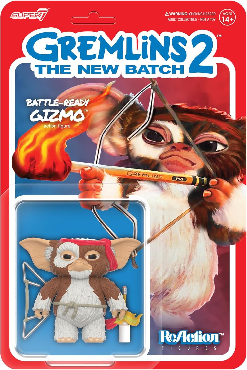 Super7 Reaction Figure Gremlins 2 Battle-Ready Gizmo - 3.75" Gremlins Action Figure with Accessory - Classic Movie Collectibles and Retro Toys