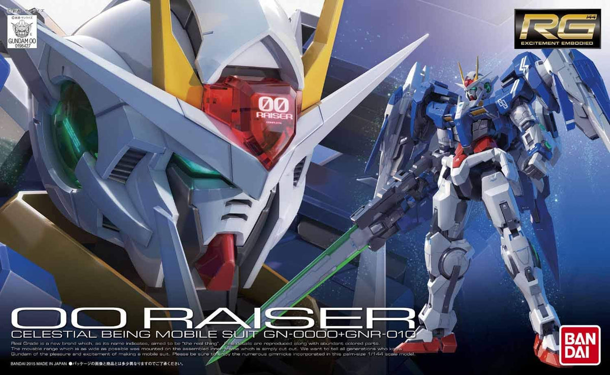 Bandai RG 1/144 GN-0000+GNR-010 00 Raiser Gundam Model Kit - Open Box Complete