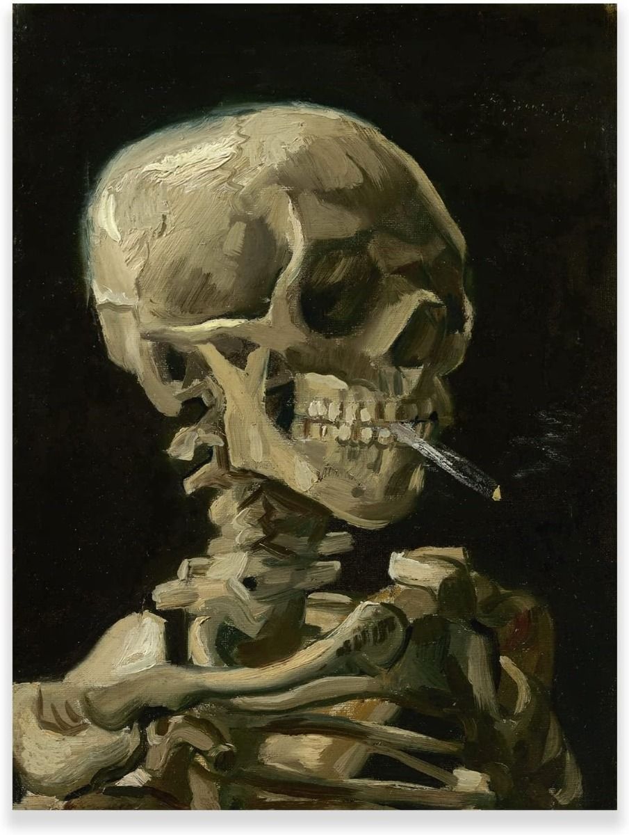 Skeleton Smoking - Van Gogh - POSTER