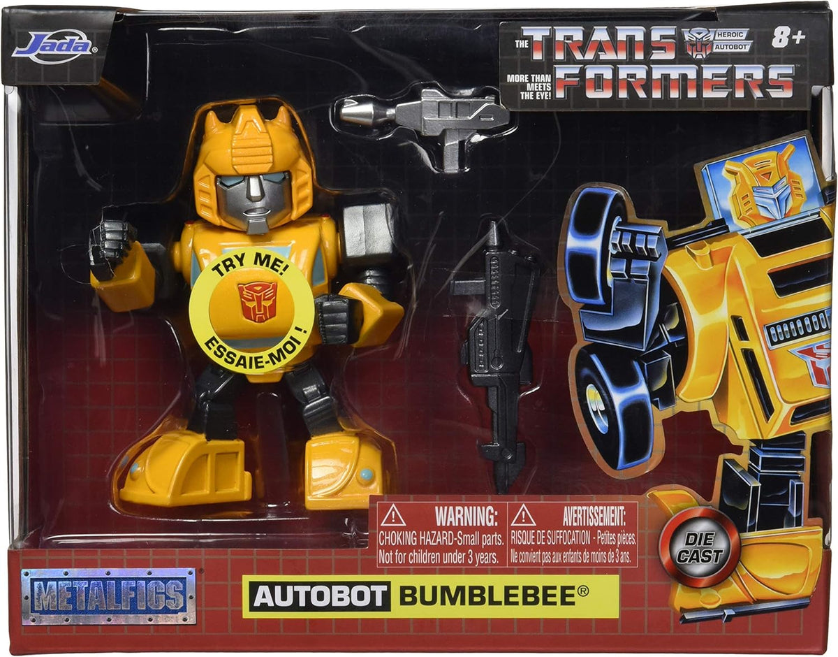 Transformers G1 Bumblebee Light-Up 4" Die-cast Metal Collectible Figure, Toys for Kids and Adults