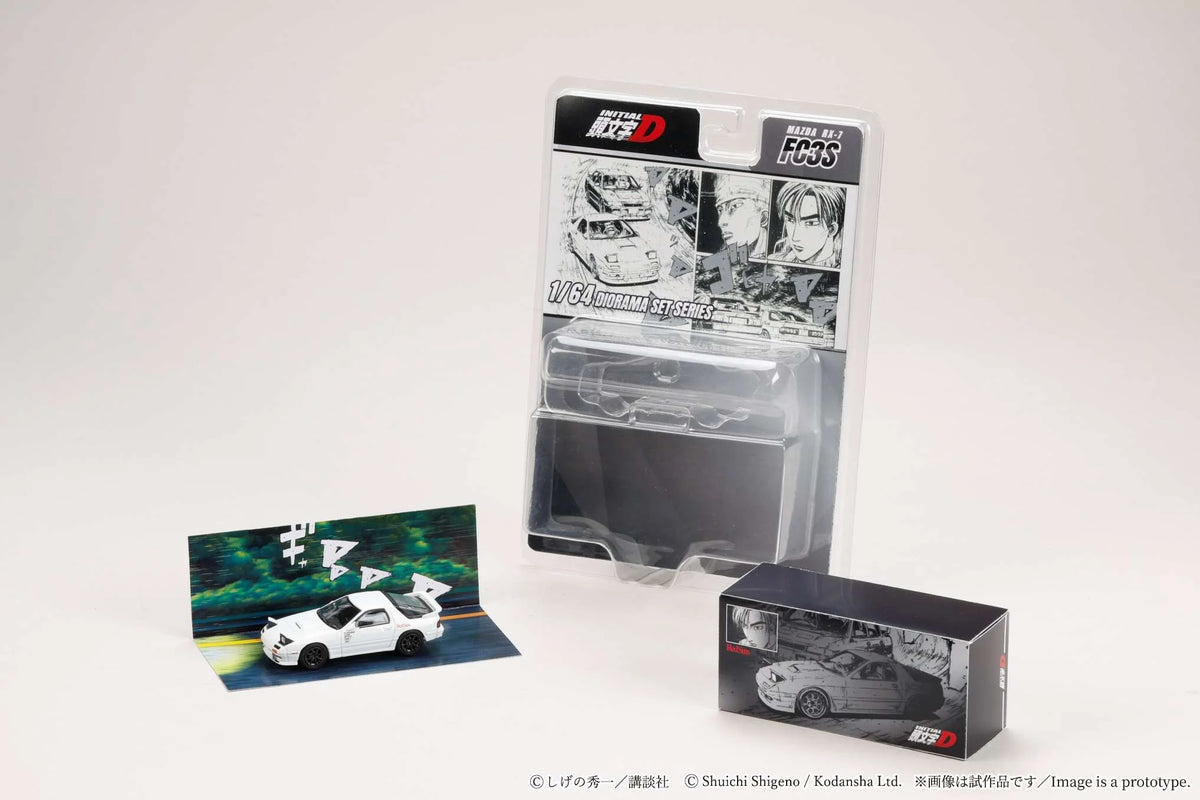 Hobby Japan Initial D Mazda RX-7 FD3S RedSuns — 1/64 Diorama Set Series