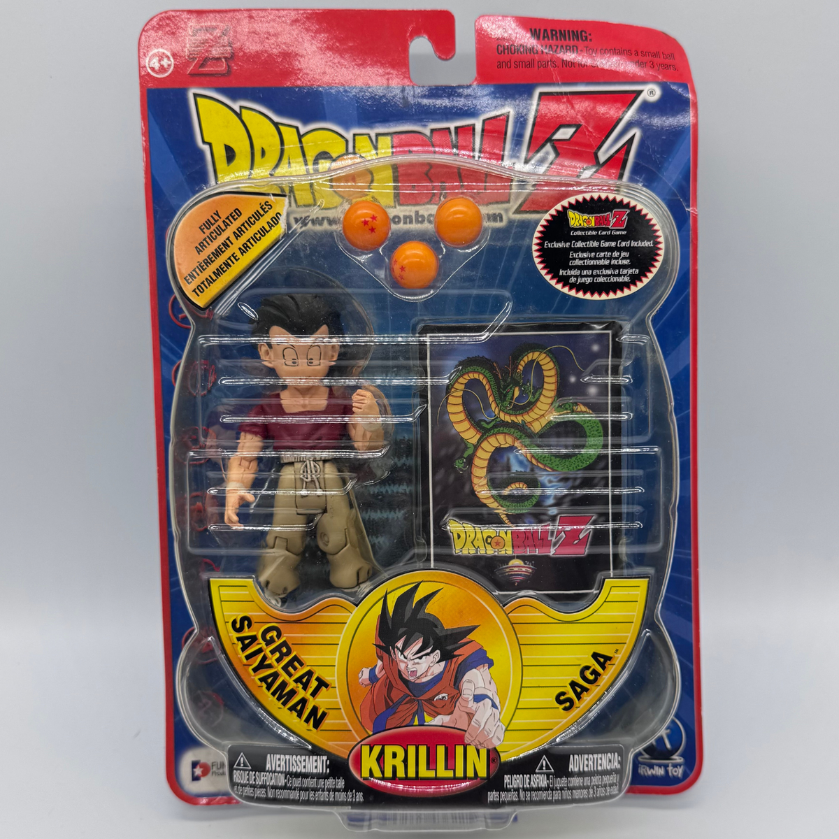 Irwin Toy Dragon Ball Z Krillin Action Figure — Great Saiyaman Saga, Carded