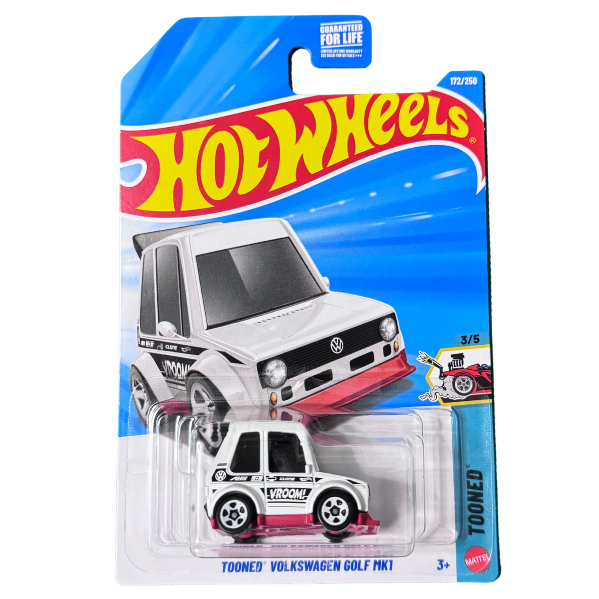 Hot Wheels Tooned Volkswagen Golf Mk1 - Tooned 3/5 - White w/ Case