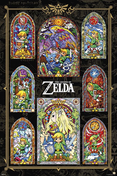 Zelda - Stained Glass Collage - POSTER