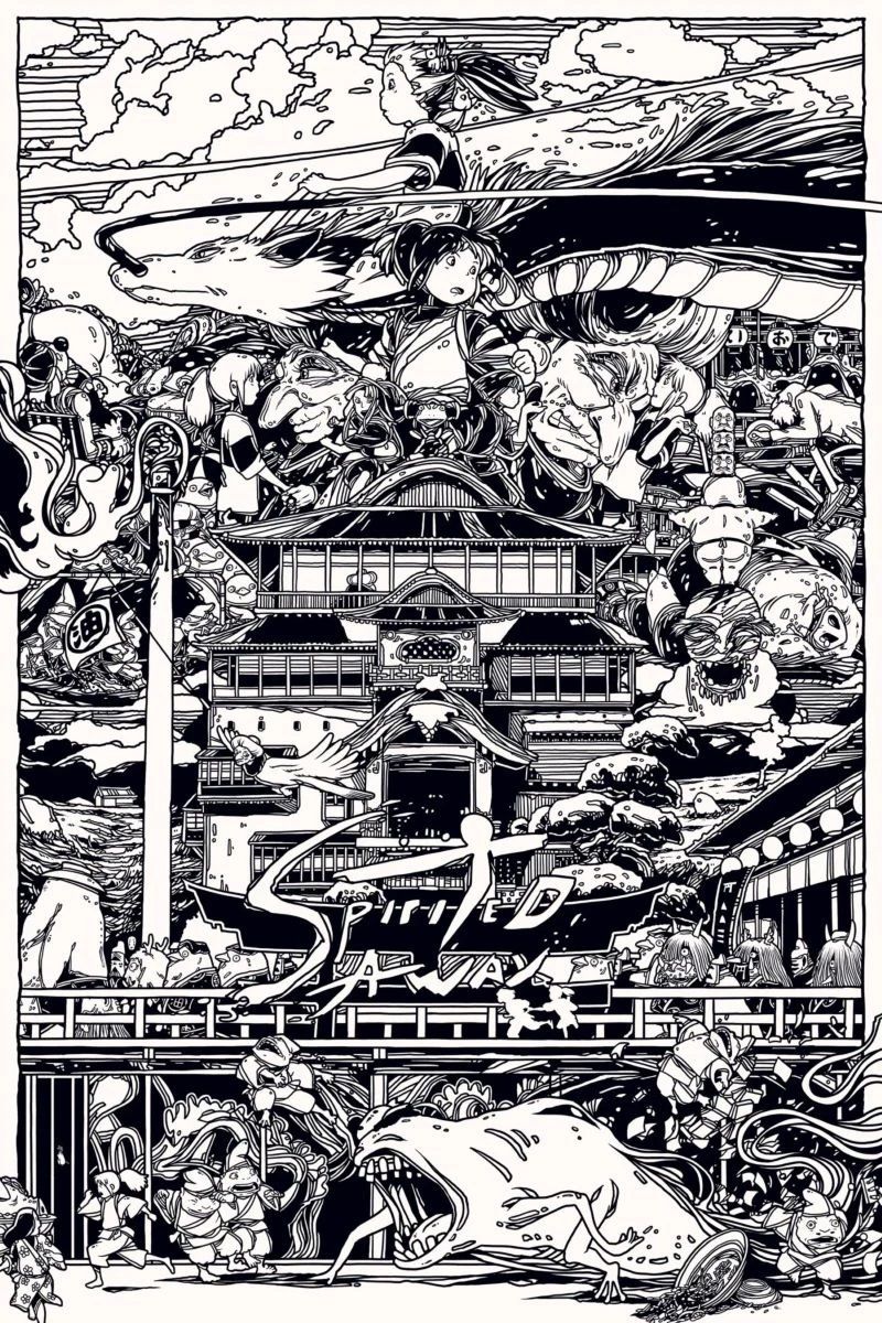 Spirited Away - Black & White - POSTER