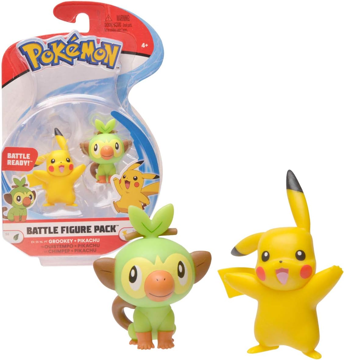 Pokémon Battle Figure 2 Pack - Grookey, Pikachu  - Official Pokemon Figures for Children 4+