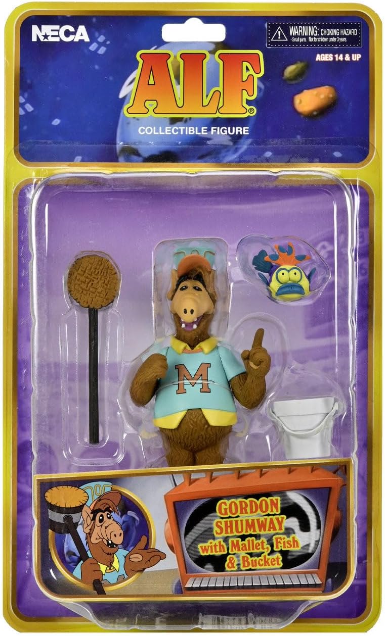 ALF collectible figure NECA Gordon Shumway with Mallet, fish & Bucket