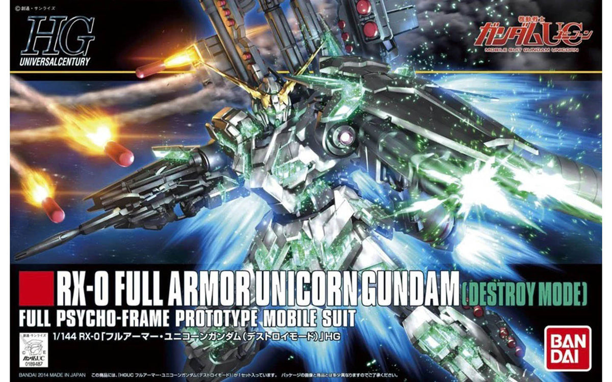 HGUC 1/144 Full Armor Unicorn Gundam (Green Psycho Frame Ver.) Model Kit (Open Box, Runners Sealed)