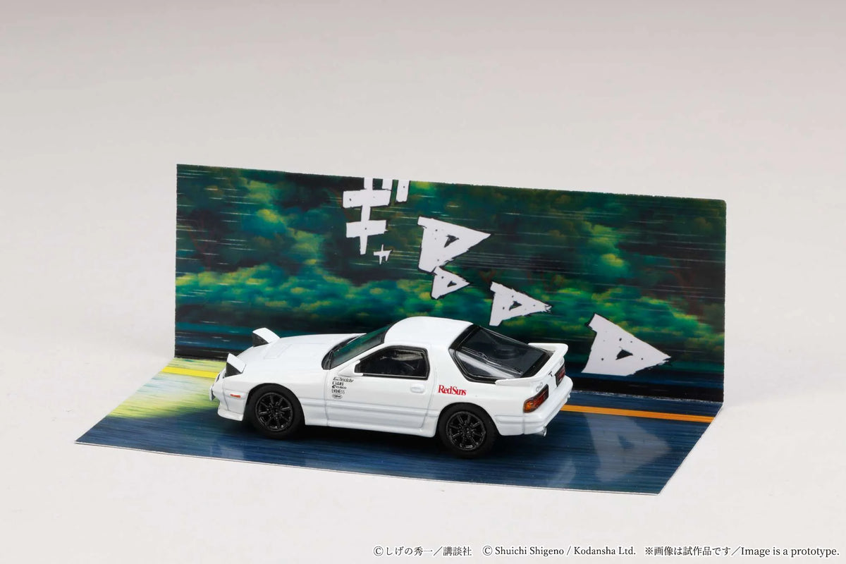 Hobby Japan Initial D Mazda RX-7 FD3S RedSuns — 1/64 Diorama Set Series