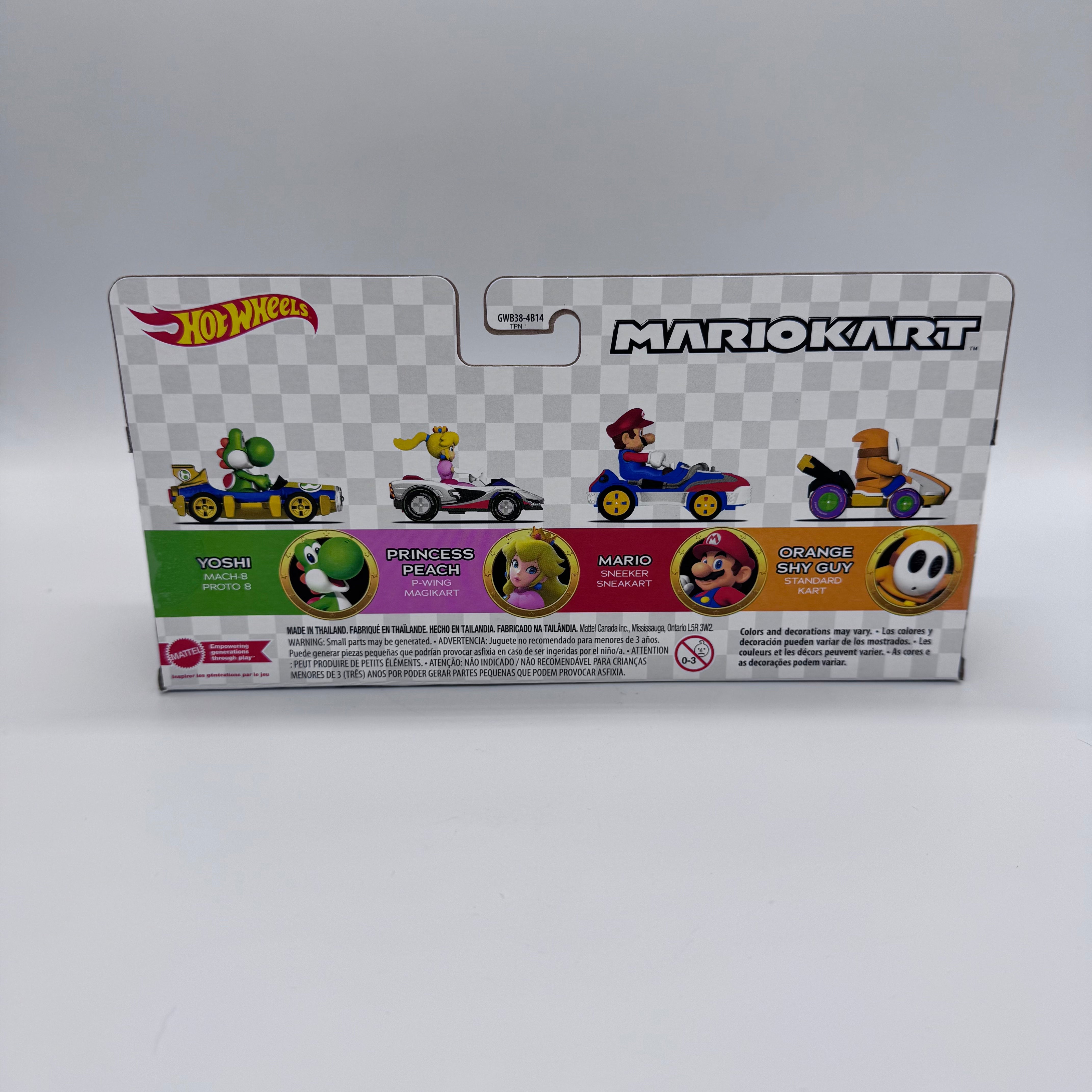 Hot Wheels Mario Kart 4-Pack – Yoshi, Peach, Mario & Shy Guy (Mattel)