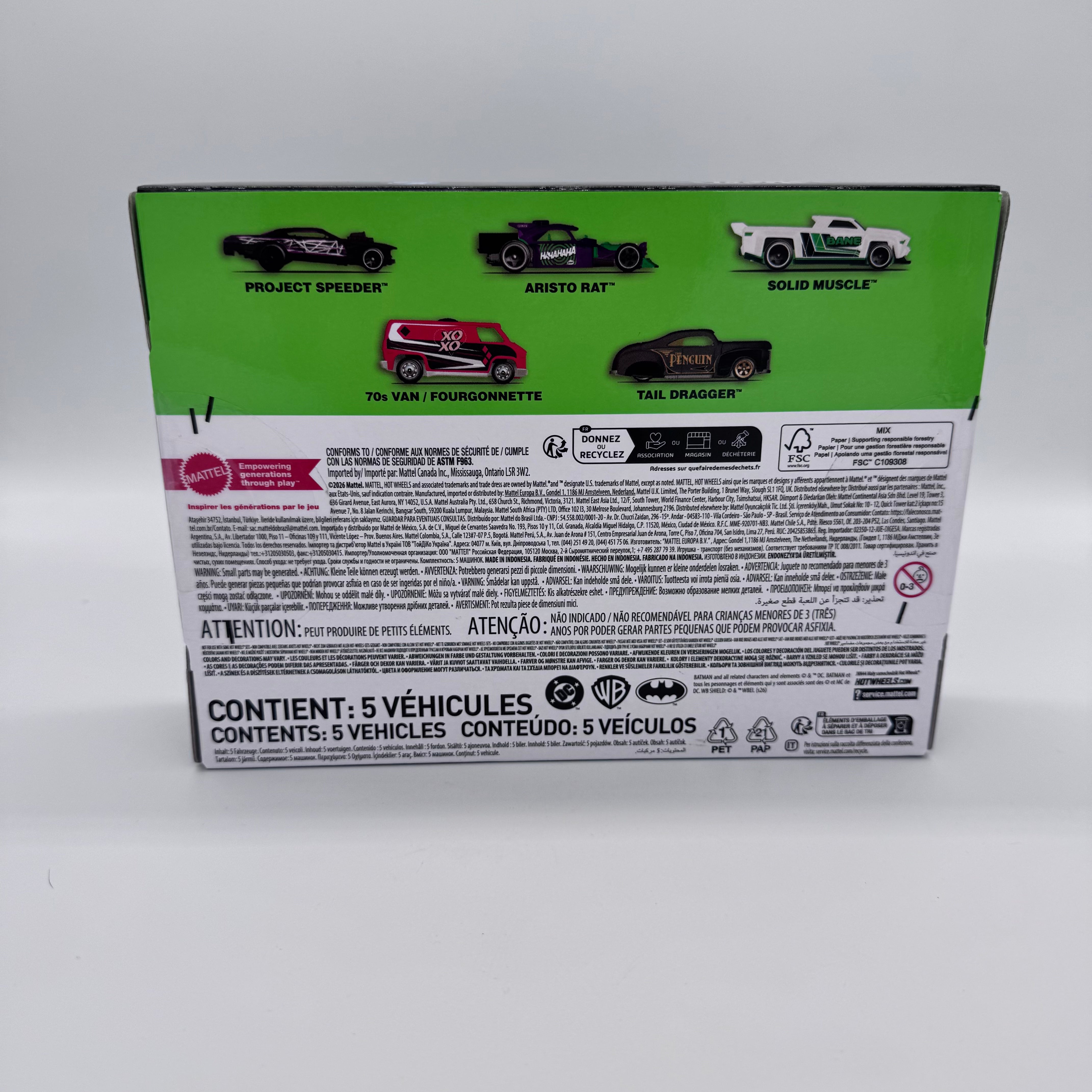 Hot Wheels Silver Series DC Super-Villains 5-Pack – Joker, Harley Quinn, Bane, Two-Face & Penguin