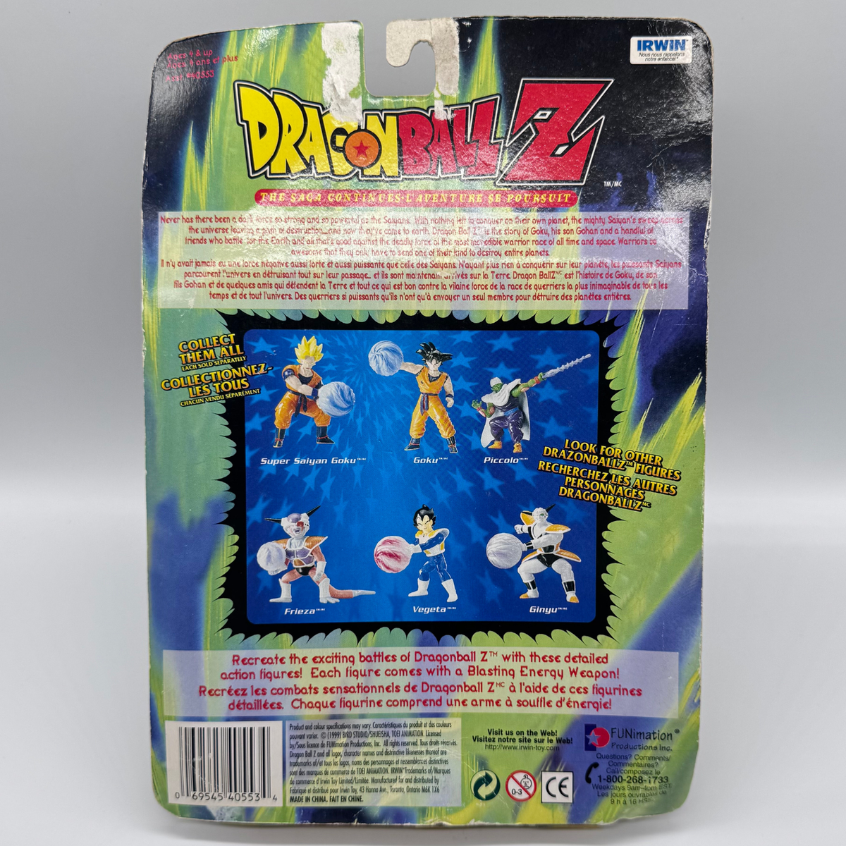 Irwin Toy Dragon Ball Z Goku Action Figure — Striking/Blasting Energy Variant, Carded (2001)