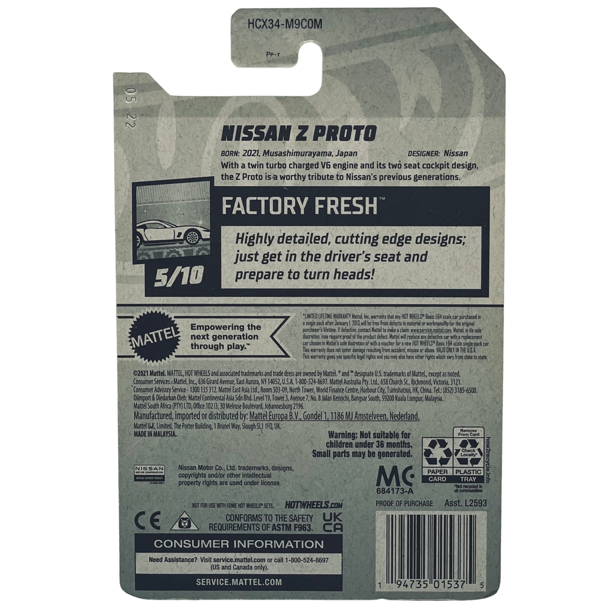 Hot Wheels Nissan Z Proto White | Factory Fresh 5/10