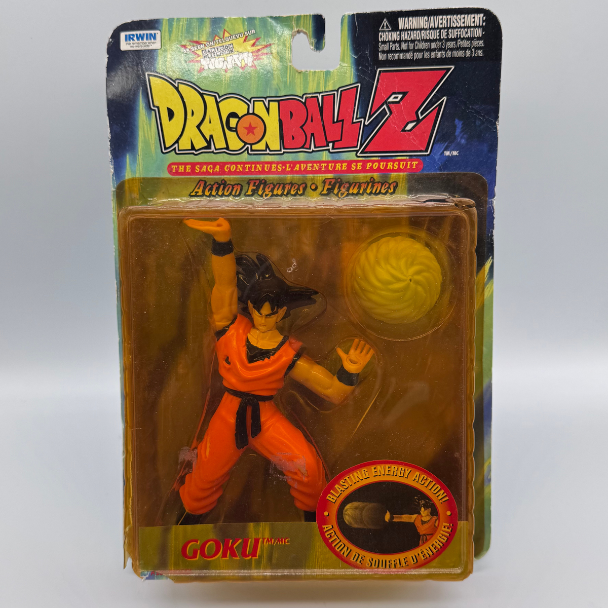 Irwin Toy Dragon Ball Z Goku Action Figure — Striking/Blasting Energy Variant, Carded (2001)