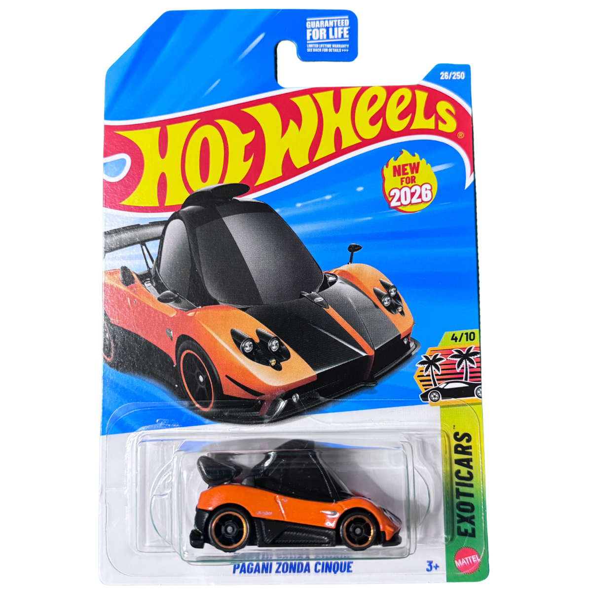 Hot Wheels, Pagani Zonda Cinque - EXOTICS 4/10 Orange (Tooned)  w/ Case