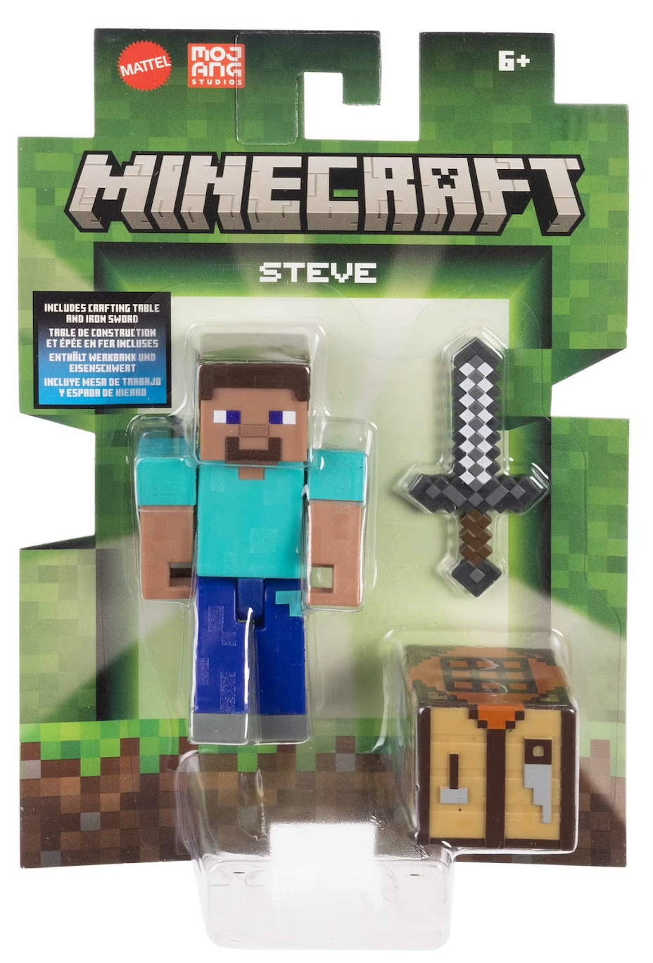 Minecraft Steve Action Figure with Crafting Table & Stone Sword