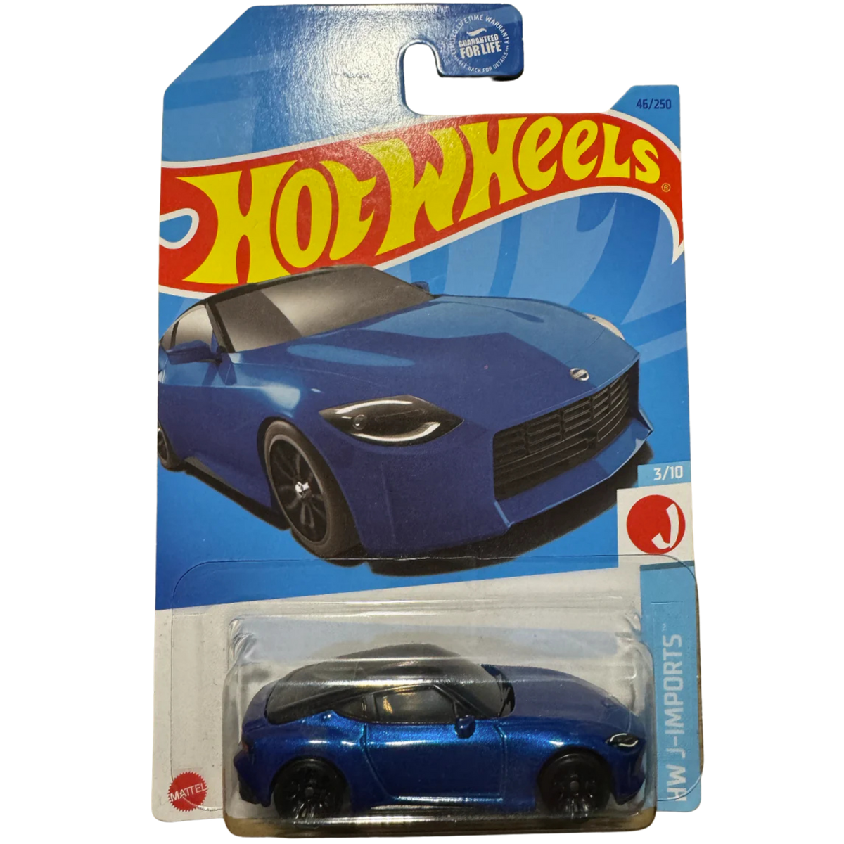 Hot Wheels model is a 2023 Nissan Z in blue