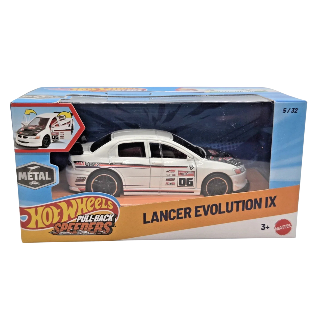 Hot Wheels Lancer Evolution IX Pull-Back Speeders Diecast Car