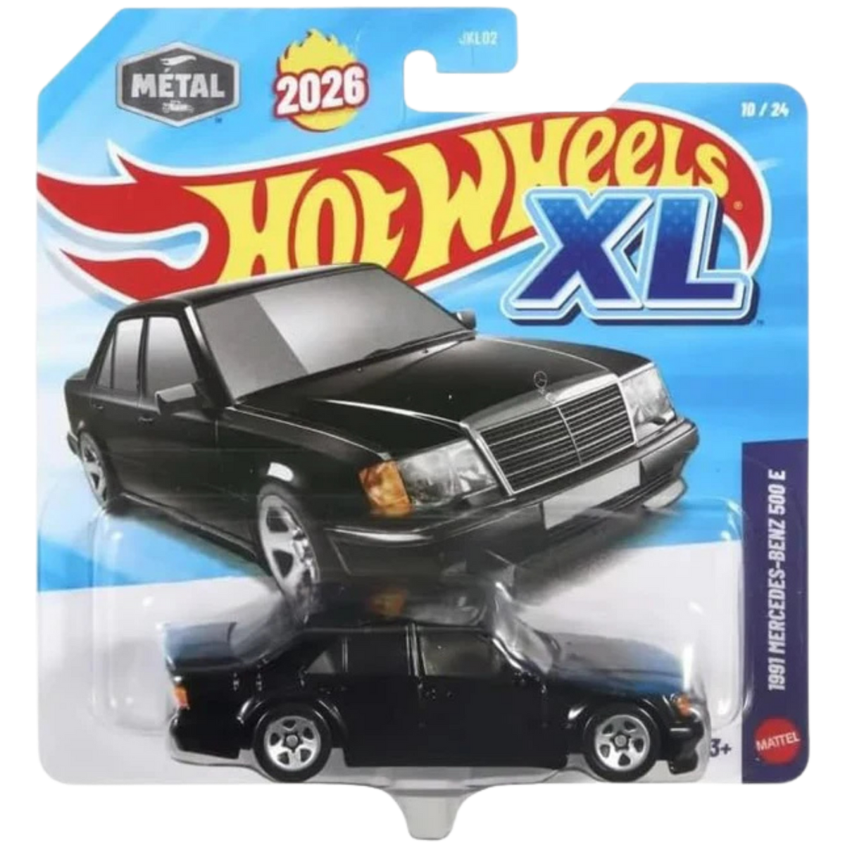 Hot Wheels XL 1991 Mercedes-Benz 500 E [Black] 10/24 New for 2026! 1:43 Scale Diecast Toy Vehicle