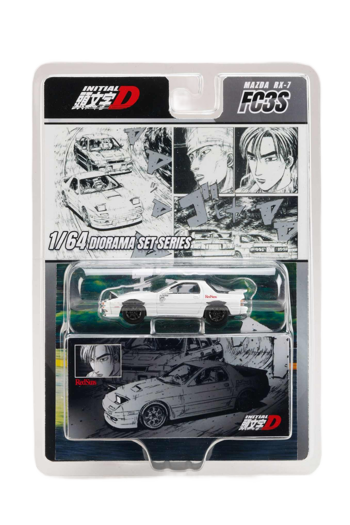 Hobby Japan Initial D Mazda RX-7 FD3S RedSuns — 1/64 Diorama Set Series