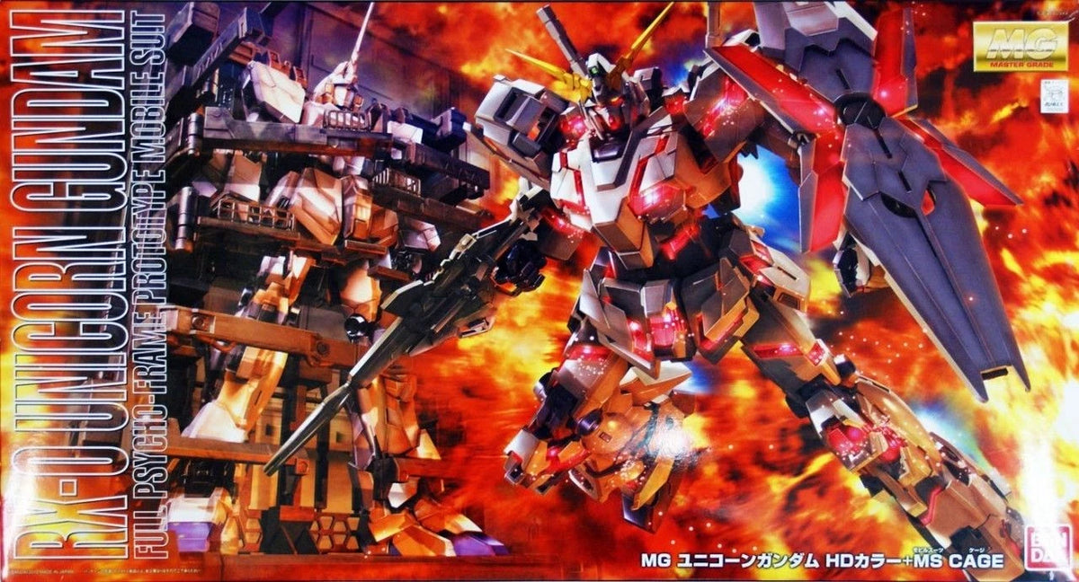 Bandai Hobby RX-0 Unicorn Gundam HD Color with MS Cage MG 1/100 Model Kit USA