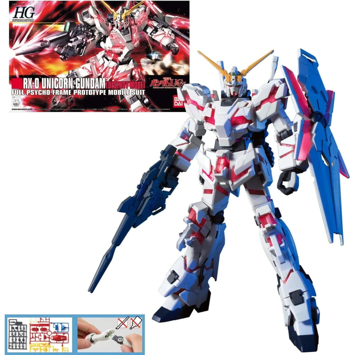 HGUC 1/144 RX-0 Unicorn Gundam (Destroy Mode) - Gundam Unicorn (Bandai)